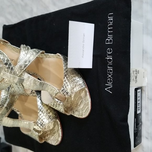 Alexandre Birman Python Metallic Gold Sandal Heels - Picture 10 of 10